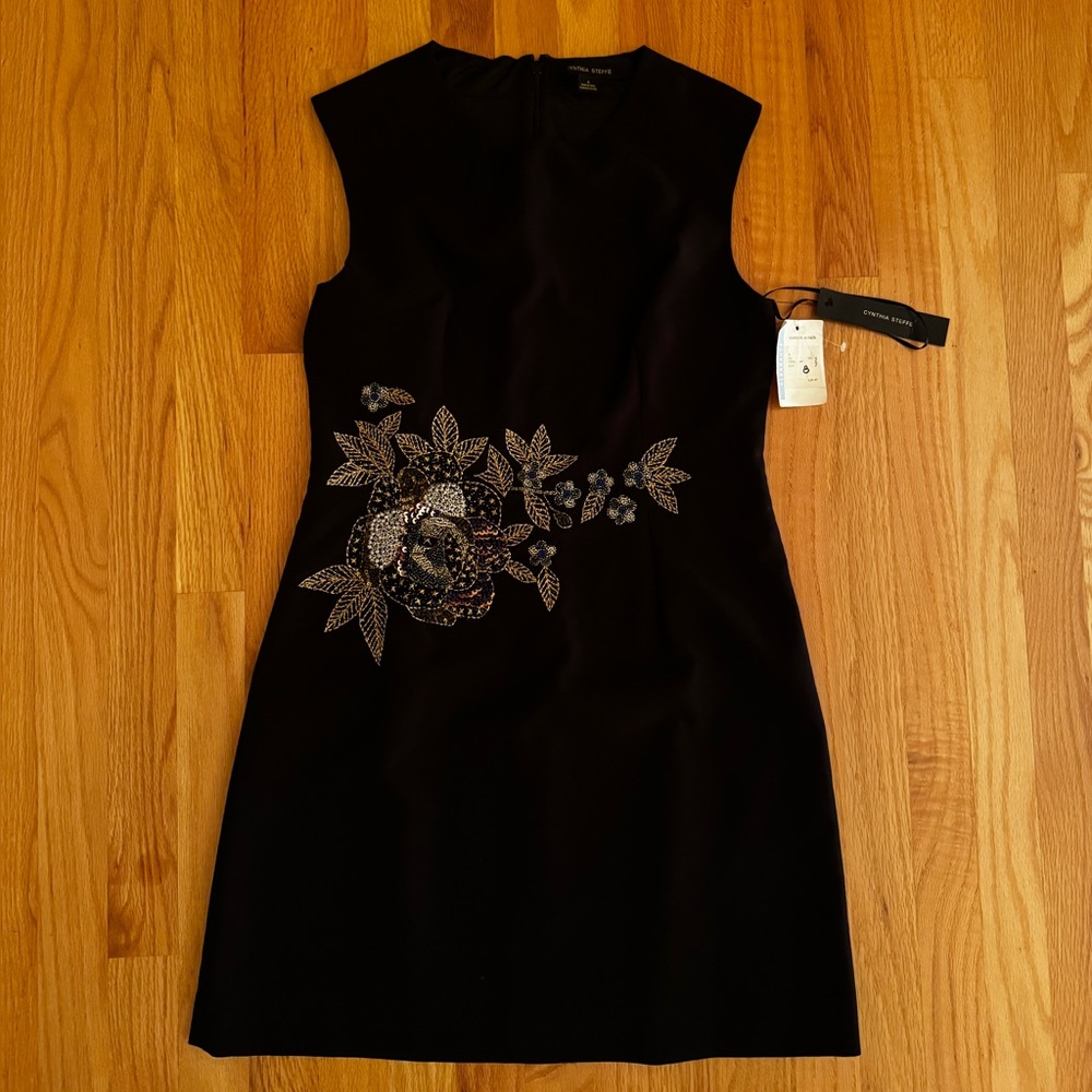 Cynthia Steffe - Black Dress with Beaded Florals